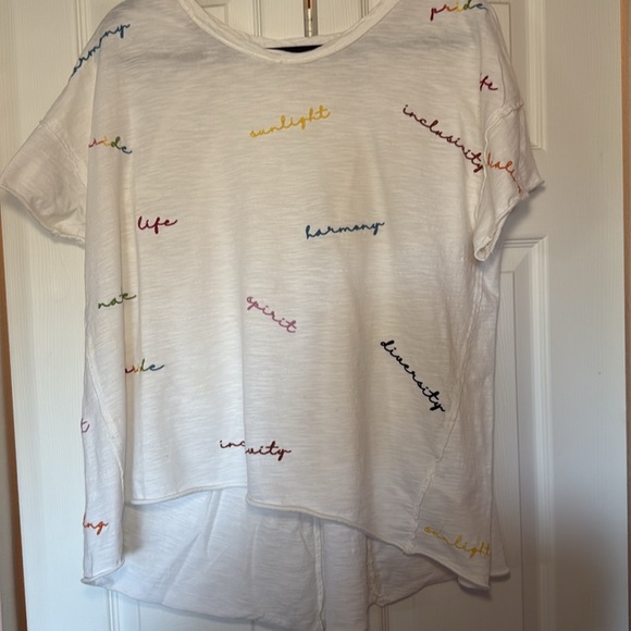 Pilcro for Anthropologie Women's White Inclusivity Graphic Tee size L - Picture 2 of 4